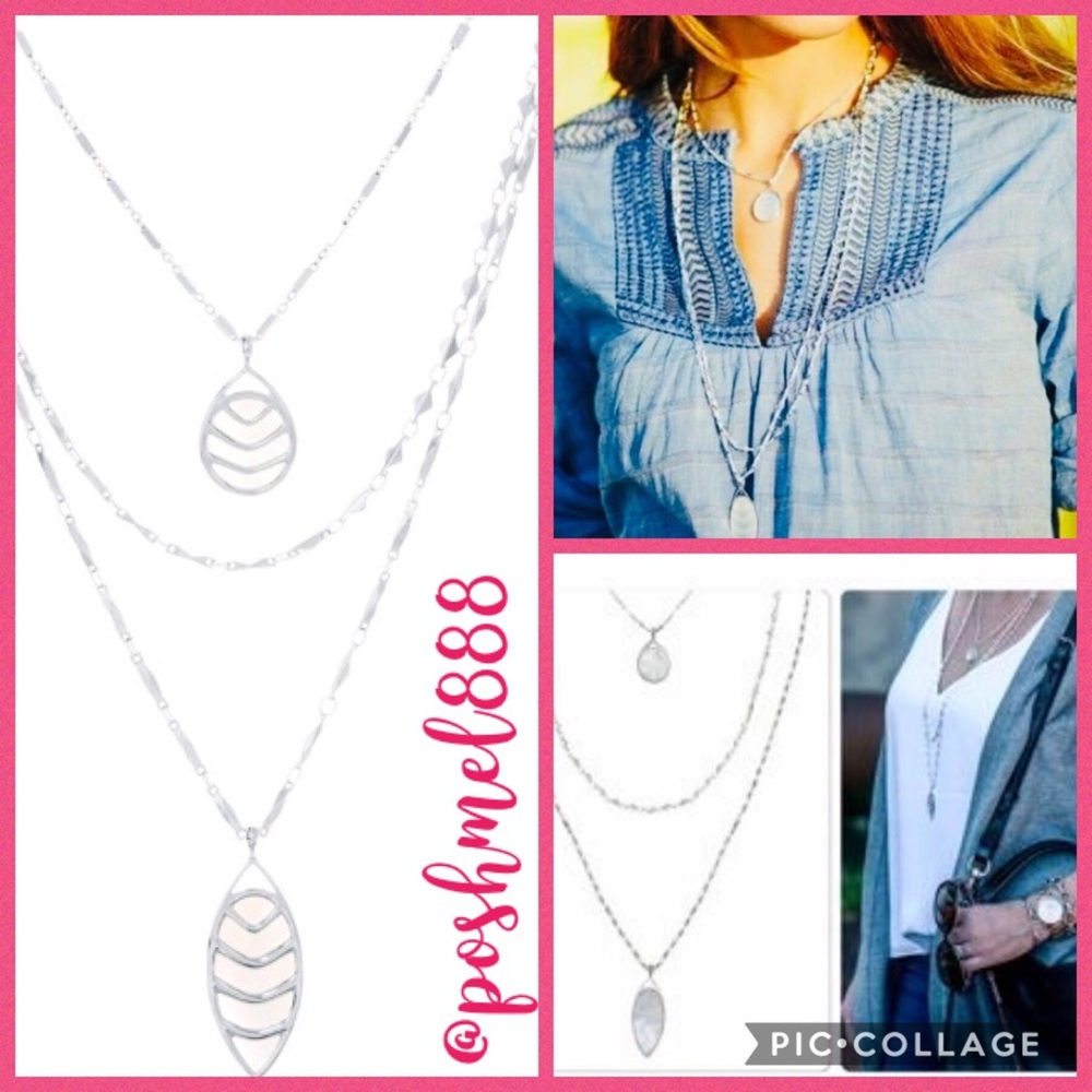 :: Stella & Dot Aurelia 3-in-1 Mother of Pearl Drop Pendant Necklace